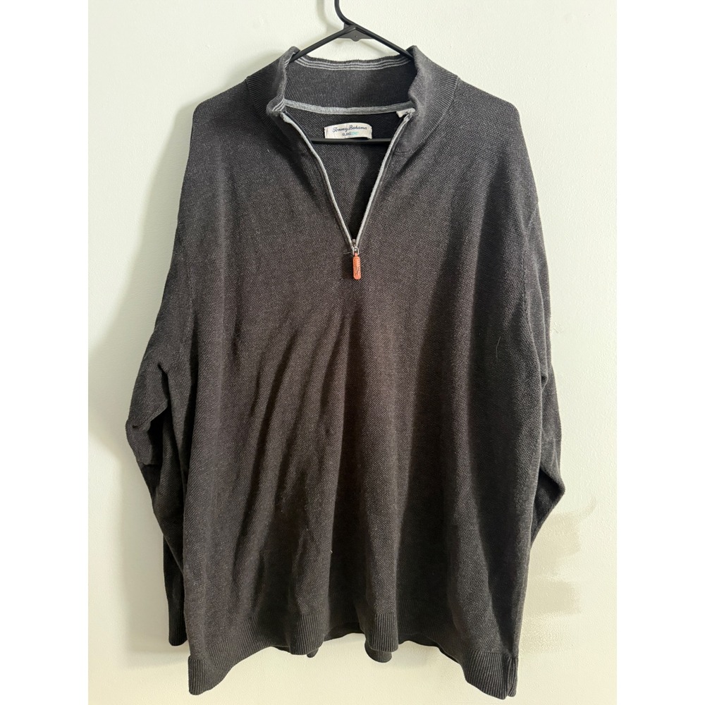Tommy Bahama Mens Gray Quarter Zip Pullover Sweater 3XL Big‎ Tall